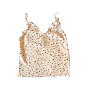 brandy melville floral ruffled hem tank top